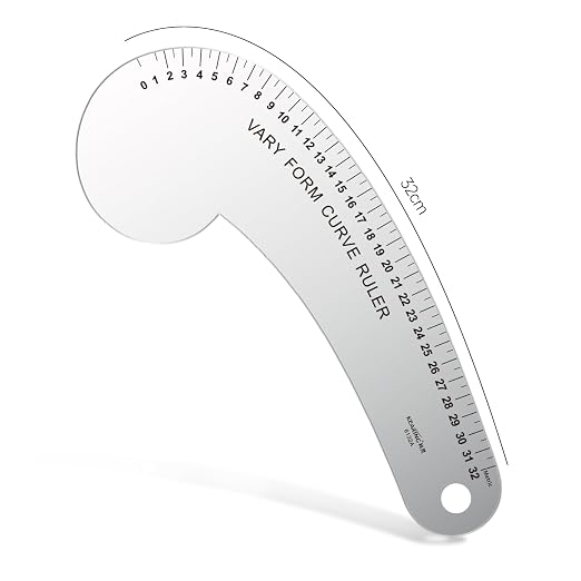 KEARING 32CM French Curve for Pattern Making, Vary Form Curve Ruler for Sewing, Aviation Aluminum Hip Curve Ruler for Measuring Sewing,Fashion Design,Quilting