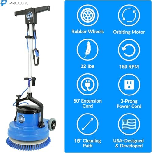 Prolux Core Heavy Duty Single Pad Commercial Polisher, Floor Buffer Machine, Scrubber, 15 Inch Commercial Duty w/Hard Brush Only
