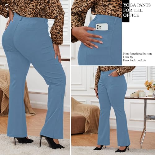 DGD Wrinkle-Free Stretch Dress Pants Plus Size for Women Pull-on Pant Ease into Comfort Office Pant