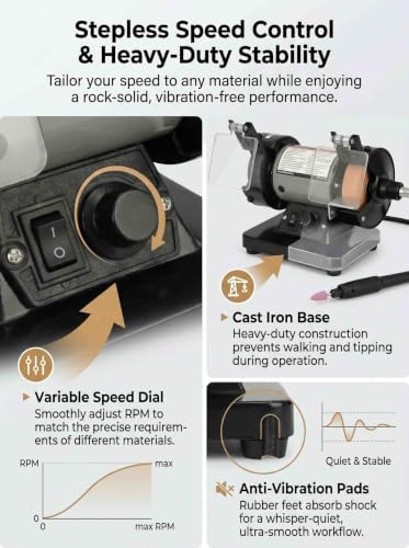 TruePower 3" Mini Bench Grinder Polisher with Long Flexible Shaft