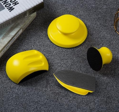 S SATC 4PCS Hook and Loop Sanding Block Included 1 Cleaning Brush 5 Inch Round and Mouse Sanding Block Meant for Wood Furniture Restoration Home Arts and Crafts