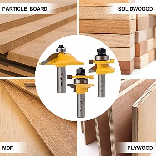 Exqutoo 3PCS 1/2" Shank Router Bit Set