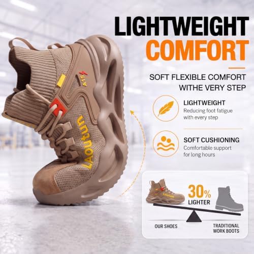 LAoutun Steel Toe Shoes for Men Work Shoes Safety Sneakers Lightweight