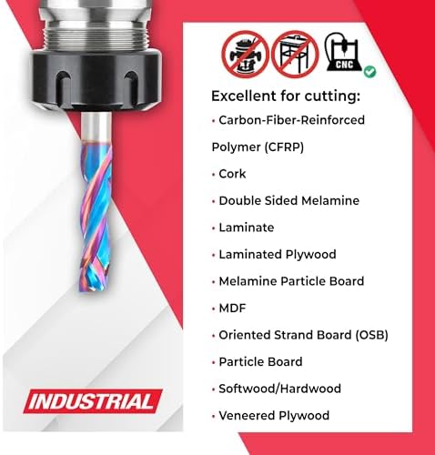 Amana Tool Spektra Extreme Tool Life Solid Carbide CNC Compression Spiral Router Bit, 46031-K, 8 D x 1-1/4 CH x 3/8 SHK x 3 Inch Long 3 Flute