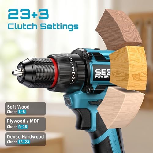 SEESII Cordless Drill & Impact Driver Combo Kit for DIY Home