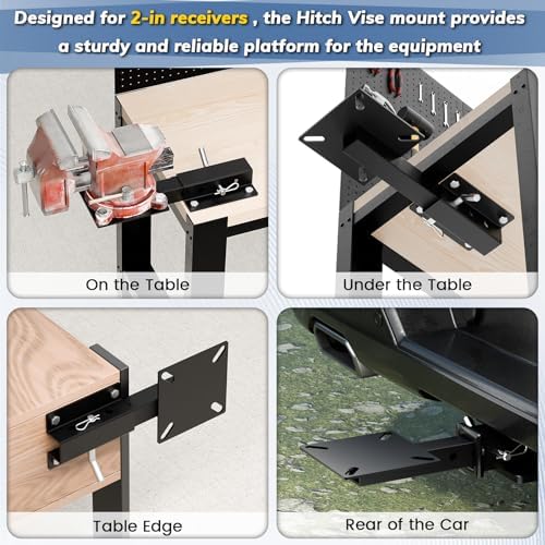 Hitch Vise Mount for Truck, Trailer Receiver & Bench for Hitch Table
