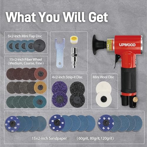 2-Inch Air Right Angle Sander Kit with 41 Roll Lock Discs