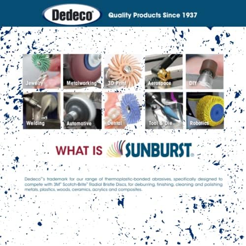 Dedeco Sunburst Radial Bristle Discs 48-Pack - 5/8" Curved - Blue 400 Grit (Fine) - Aluminum Oxide for Polishing & Finishing