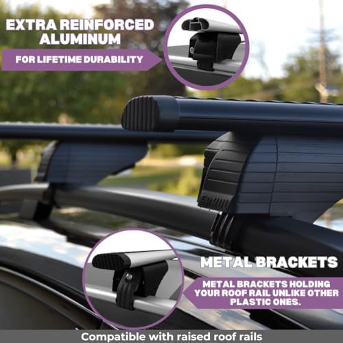 ERKUL Roof Rack Cross Bars for KIA Sportage 2023-2026 | Aluminum Crossbars with Anti Theft Lock for Rooftop | Compatible with Raised Rails - Black