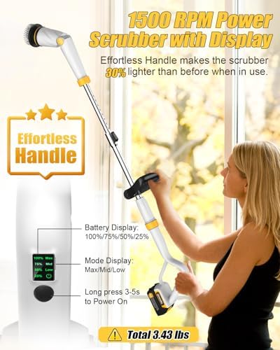 Qimedo Electric Spin Scrubber Q2, 4000mAh Battery, 1500RPM High Power