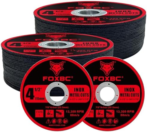 FOXBC 4-1/2 Inch Cut Off Wheel Discs for Angle Grinder, Cutting for Metal & Stainless Steel, 4-1/2" x .045" x 7/8" - 50 Pack