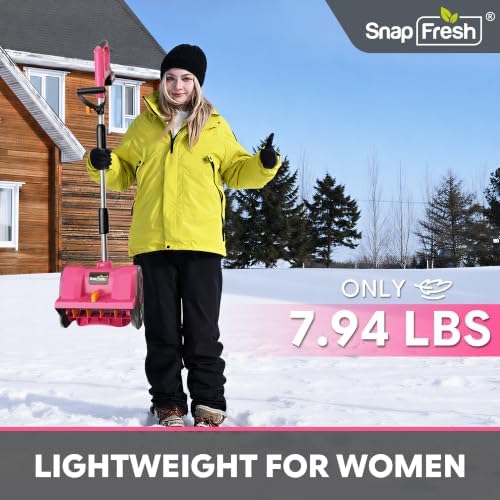 SnapFresh Cordless Snow Shovel, 12 Inch 20V Cordless Snow Shovel with 4000mAh Battery & Fast Charger(Pink)