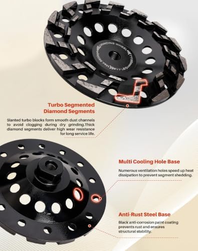 7" Diamond Cup Wheel for Surface Grinding & Leveling and Material Removal