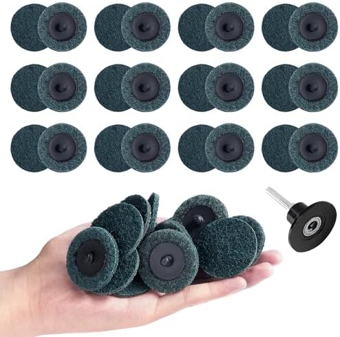 25 PCS Sanding Discs 2 Inch Quick Change Disc with 1/4" Shank Holder Snap-On Grinding Disc for Die Grinder Sanding Disc Fine Surface Conditioning Discs for Burr Finish Rust Paint Removal
