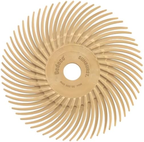 Dedeco Sunburst Radial Bristle Discs 12-Pack - 4" Curved - 3/8" Arbor - Peach 2500 Grit (Extra-Fine, 6 Micron) - Aluminum Oxide for Polishing & Finishing
