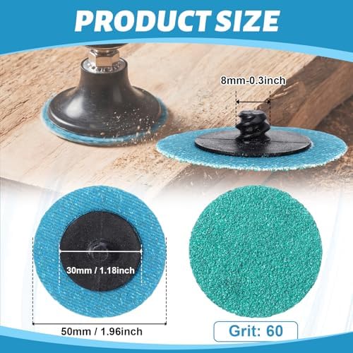 Newwiee 150 Pcs 2 Inch Sanding Discs Zirconia Quick Change,60 Grit
