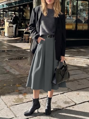 Casly Lamiit A-Line Midi Skirts for Women Business Skirt