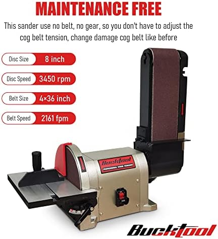 BUCKTOOL Bench Belt Disc Sander for Woodworking,4x36" Belt,8" Disc,5A