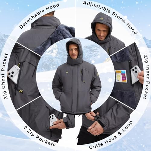 QPNGRP Mens Waterproof Ski Snowboard Jacket Winter Windproof Snow Coat