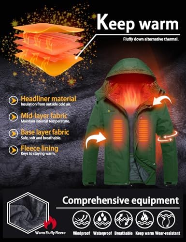 GEMYSE Men's Winter Ski Jacket Waterproof Snow Coat with Detachable Hood