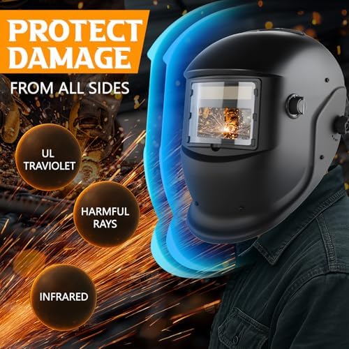 Welding Helmet Auto Darkening with Air Fed System, Powered Air Purifying Respirator (PAPR) True Color Welding Mask, Upgraded Arc Sensor 4/9-13 for TIG MIG ARC Welding Mask