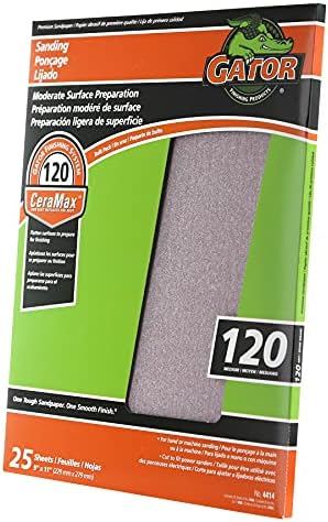 Gator CeraMax 9" x 11" Ceramic Sanding Sheets, 120 Grit, 25 Pack