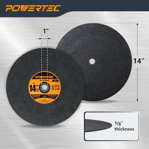POWERTEC Chop Saw Blade, 14" Metal Cut-Off Wheel, 5 Pack (14022)