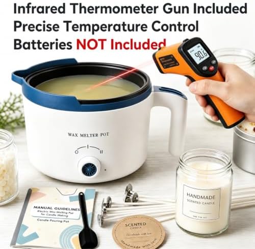 KQU Electric Wax Melting Pot with Non-Touch Thermometer(Without Battery)