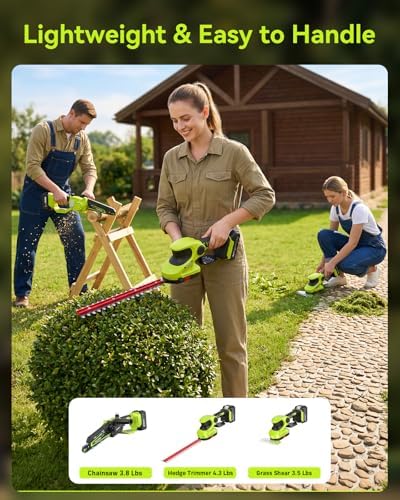 Supstable 3-in-1 Cordless Mini Chainsaw & Hedge Trimmer Combo, 8 Inch Mini Chainsaw with Grass Shear, 800W Brushless Motor, 2×4000mAh Batteries, Garden Tool Set for Tree Trimming & Lawn Care