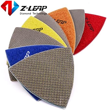 Triangle Diamond Sandpaper Sheet Discs Sanding Pads for for Grinding Stone Glass Ceramic 3"(80mm) Mix Grit/4pcs