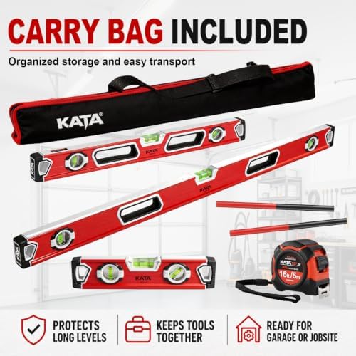 KATA 3-Piece Magnetic Level Set, 12/24/40 Inch Aluminum Spirit Leveler Tool