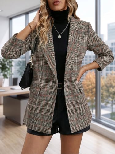 Mina Self 2026 Women's Fall Plaid Blazer Houndstooth Jacket Business Casual