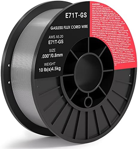 0.030 Flux core Welding Wire, 1 Spools E71T-GS 10lbs(4.5kg) Low Splatter gasless Carbon Steel Mig Welding Wire Compatible