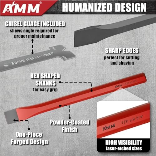 AMM 28-Piece Punch and Chisel Set, Heavy Duty Cr-V for Metal