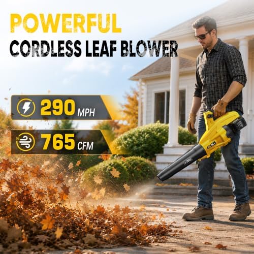 LITEKON 40V Leaf Blower Cordless, Brushless 765CFM & 13 Speed Modes, Electric Cordless Leaf Blowers with 2 x 5.0Ah Batteries and Charger, Powerful Blowers for Lawn Care, Blowing Leaves, Dust, Snow