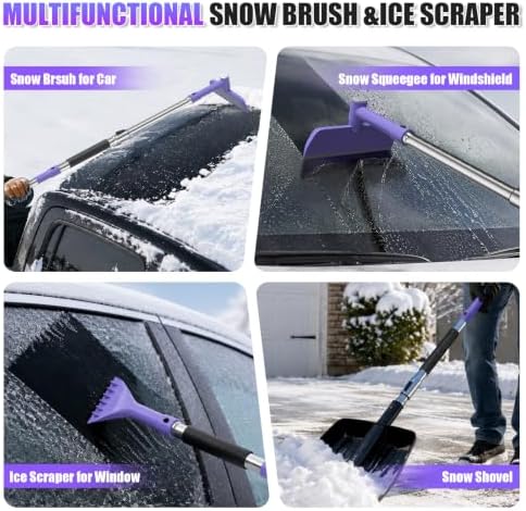 62'' Extendable Snow Brush & Ice Scrapers, Snow Shovel for Car Truck SUV