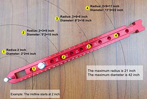 Woodworking Compass Scriber, Portable Aluminum Alloy Woodworking Compass Tool, Adjustable Metric/Inch Arc Drawing Ruler Circle Drawing Ruler Marking Gauge Circle Marking Tool