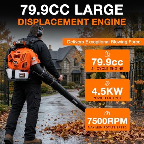PROYAMA 79.9cc Gas Backpack Leaf Blower, 1150 CFM & 246 MPH Powerful Blower