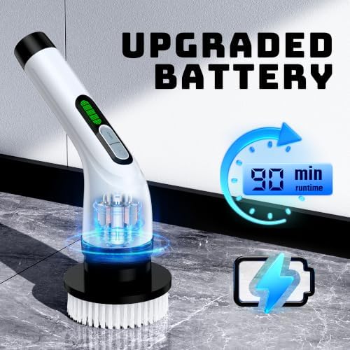 Electric Spin Scrubber for Bathroom: Shower Cleaner Brush with Long Handle