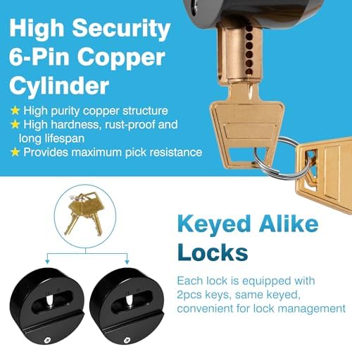 IRONWALLS Keyed Alike Puck Locks with Hasp 2-Pack，Hidden Shackle Padlocks