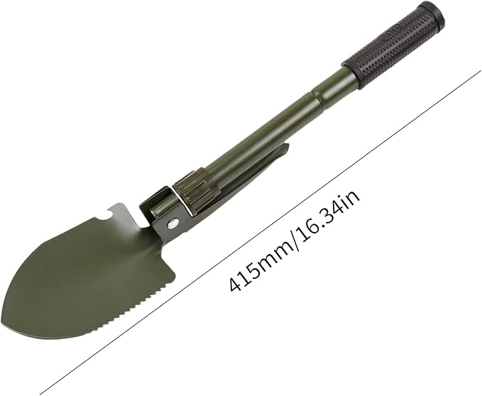 Military Small Folding Camping Shovel, Mini Compact Pickaxe with Carrying Pouch for Gardening, Off Road, Hunting, Car Emergency, Remove Ice (Military Green)