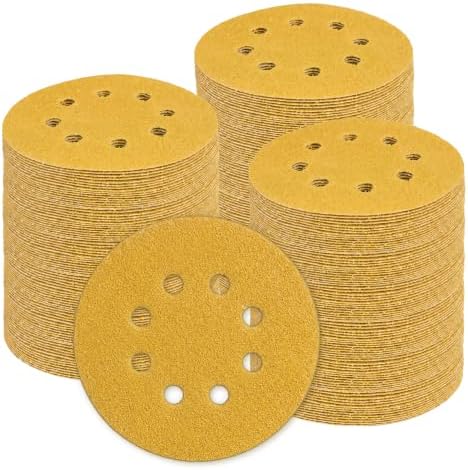 5-Inch 8-Hole Hook and Loop Sanding Discs 320-Grit, 200-Pack, Premium Random Orbital Sandpaper for Woodworking or Automotive ﻿