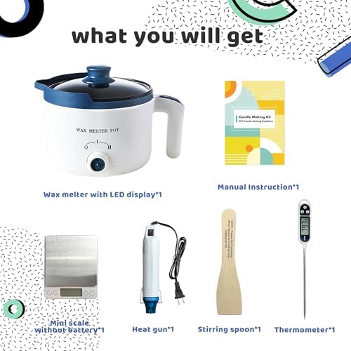 Wax Melting Pot Kit with Digital Scale(No Battery), Heat Gun, Thermometer