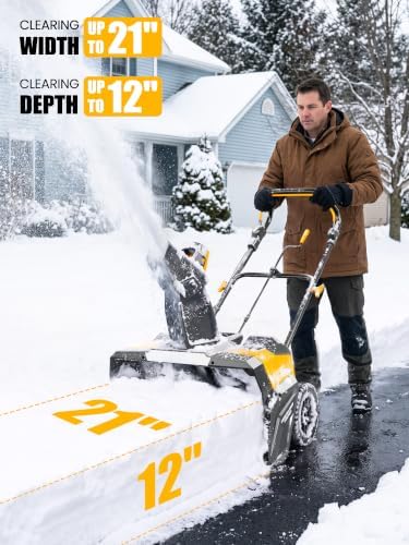 21" Cordless Snow Blower Compatible with DeWalt 20V Max Battery(Tool Only)