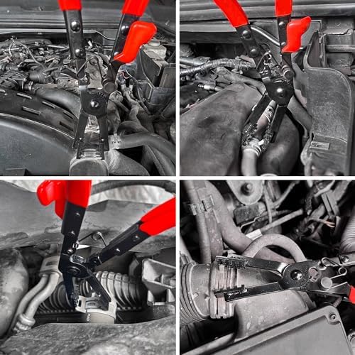 2Pcs Heavy-Duty Multi-Angle Hose Clamp Plier Set with Locking Device for Quick Removal and Installation of Various Types of Strong and Hard-to-reach Hose Clamps…