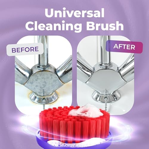 Synoshi PRO Electric Spin Scrubber & Round Brush Heads (2 Units) Set, Bathroom and Shower Cleaning, Shower, Bathtub, Kitchen Cleaning