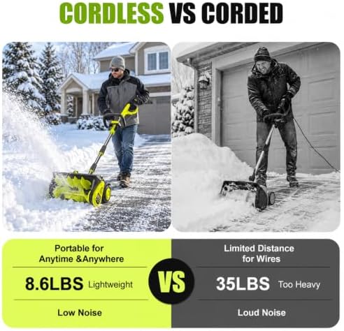 Litekon 40V Brushless Cordless Snow Shovel, 17-Inch Electric Snow Blower with 2X 4.0Ah Batteries Snow Removal with 30FT Throw Distance for Patio, Deck, Driveway,Green