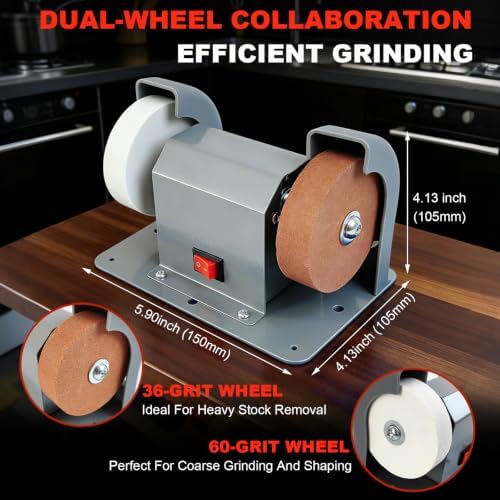 Electric Knife Sharpener Grinder 110V 2-in-1 Variable Speed Mini Bench