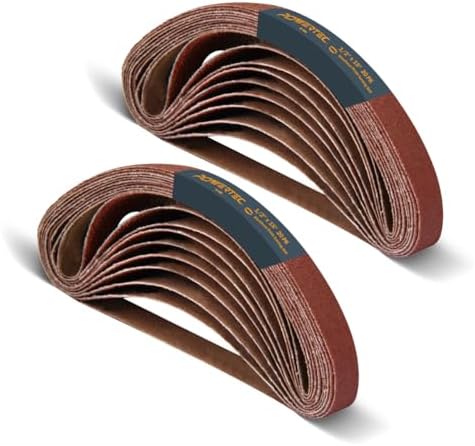 POWERTEC 1/2 x 18 Inch Sanding Belts, 40PK, 40 Grit Aluminum Oxide Belt Sander Sanding Belt for Air File Belt Sander, Woodworking, Derusting (401804-P2)