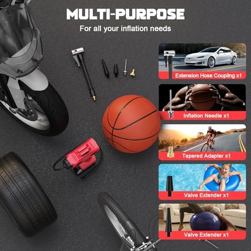 LIVOWALNY Tire Inflator Air Compressor Compatible with Milwaukee 18V Battery, 160PSI Cordless Portable Electric Air Pump with Digital Pressure Gauge for Car Motorcycles Bike Ball Auto (Tool Only)